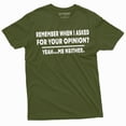thumbnail image 1 of Funny Opinion T-shirt Sarcasm Sarcastic Men's Women's Humorous Tee Shirts Birthday Gift (Large Military Green), 1 of 7