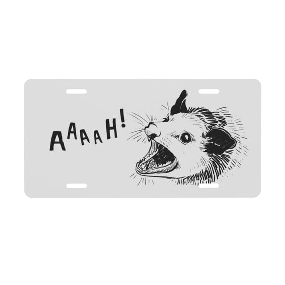 Funny Opossum Animal License Plate with 4 Holes,Novelty Aluminum Metal Car Plate Vanity Tag Decorative Car Front Accessories for Women Men,6x12 Inches