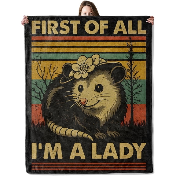 Funny Opossum Blanket, Flannel Blankets Gifts for men Women Adults, Warm Cozy Soft Fuzzy for Couch, Bed, Room Decor 60x80 in