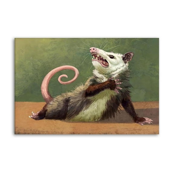 Funny Opossum Crazy Possum Poster Quirky Animal Wall Art Poster Scroll Canvas Painting Picture Living Room Decor Home 24x36inch(60x90cm)