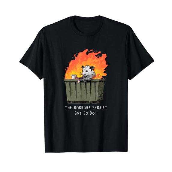 Funny Opossum Meme T-Shirt with Humorous Dumpster Fire Design for Casual Wear