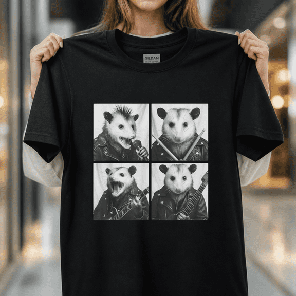 Funny Opossum Musicians Animals Rock Music Emo Punk Band Concert Unisex T-Shirt, S-5XL