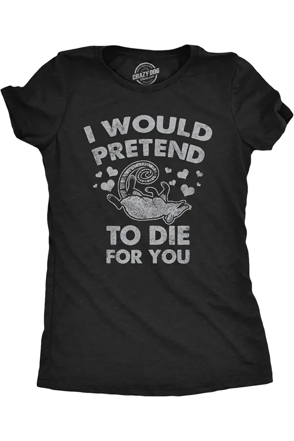 Funny Opossum Playing Dead Animal for Women Graphic Short Sleeve T-Shirt