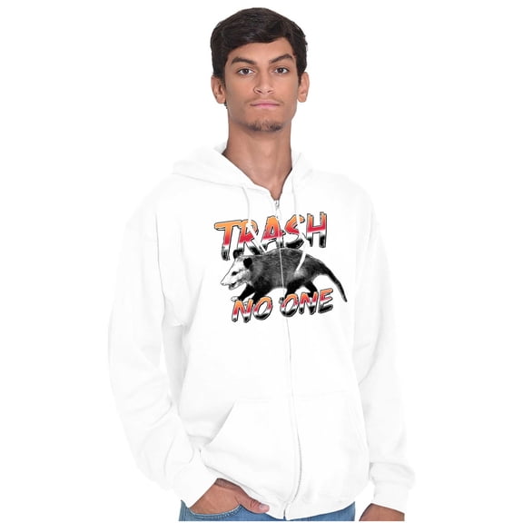 Funny Opossum Trash No One Joke Zip Up Hoodie Men's Women's Brisco Brands L