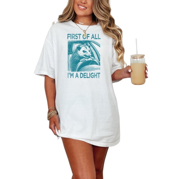 Funny Opposum Quote Graphic Tee, Humorous Animal Print T-Shirt, Quirky Wildlife Design Top, Comedy Slogan Shirt, Cute Animal Lover's Gift, White Comfort Colors T-Shirt, Small