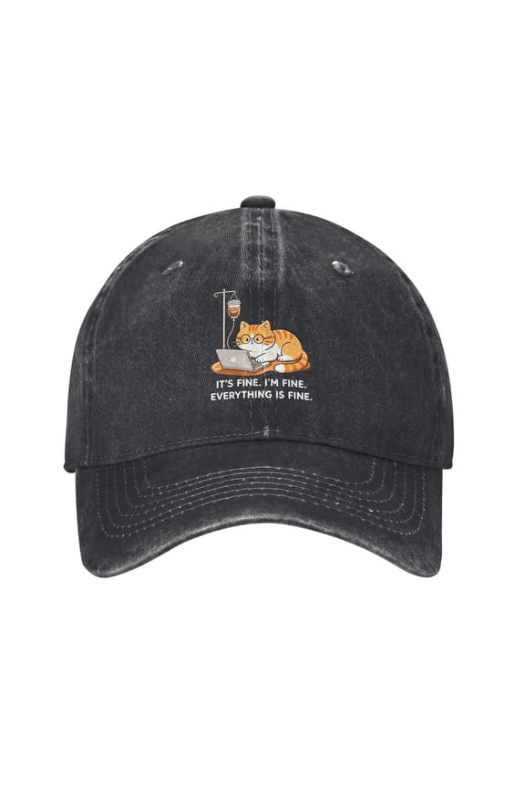 Funny Orange Cat Baseball Cap Casual Adjustable Denim Cute Coffee Cats Hat Gifts for Women Cat Lovers Men Adults