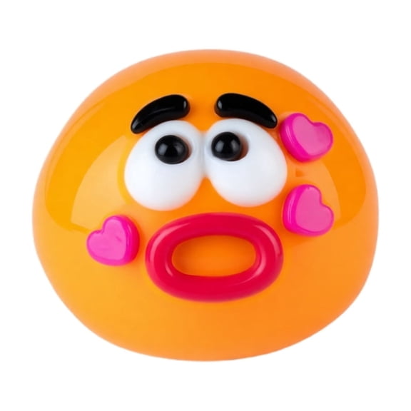 Funny Orange Face Squishy Toy 2026, Kawaii Kissing Expression Sensory Stress Relief Squeeze Ball Fidget Toys with Pink Hearts, Desk Novelty Gifts Kids Adults, 1 Count