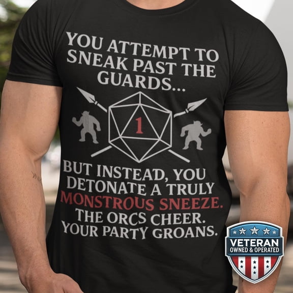 Funny Orc DnD Shirt Humorous Crit Fail Dungeons and Dragons Tee DM D20 TTRPG Gift