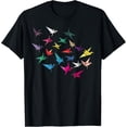 thumbnail image 1 of Funny Origami Cranes Paper Folding Artwork Lovers Gag Outfit T-Shirt men and women can wear, black, white, gifts, 1 of 4