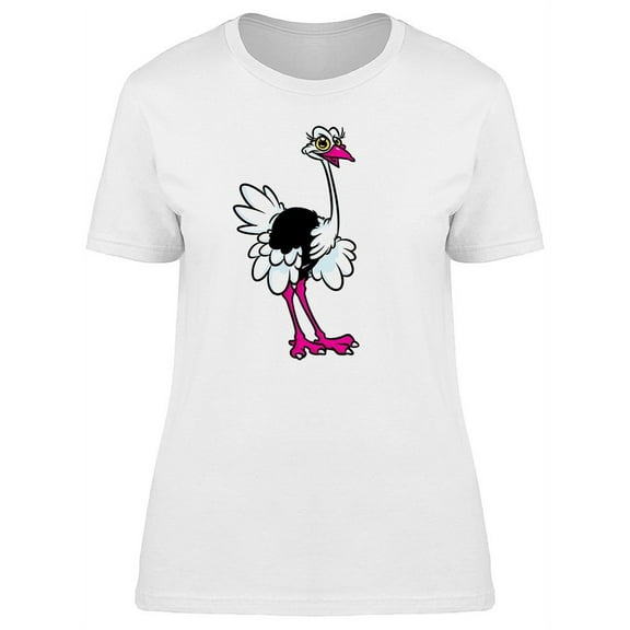 Funny Ostrich Cartoon T-Shirt Women -Image by Shutterstock, Female Small