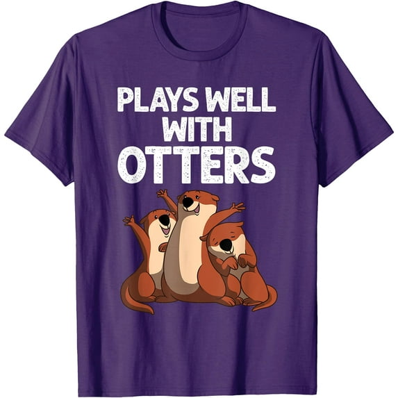 Funny Otter Sea Wild Pet Mammal Softstyle Unisex T-Shirt,Purple Color,Size 3XL