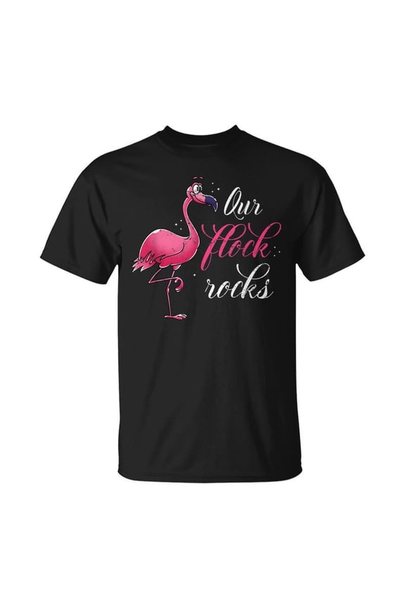 Funny Our Flock Rocks Flamingos Animal Lover Gift Flamingo Men Women Tshirt Graphic Print