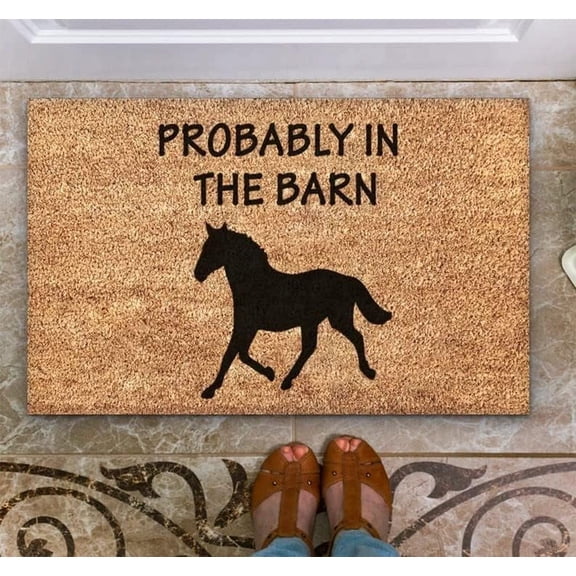 Funny Outdoor Entrance Doormat Probably In The Barn Horse Theme Welcome Mat For Home Front Door Decoration 16x24 Inch