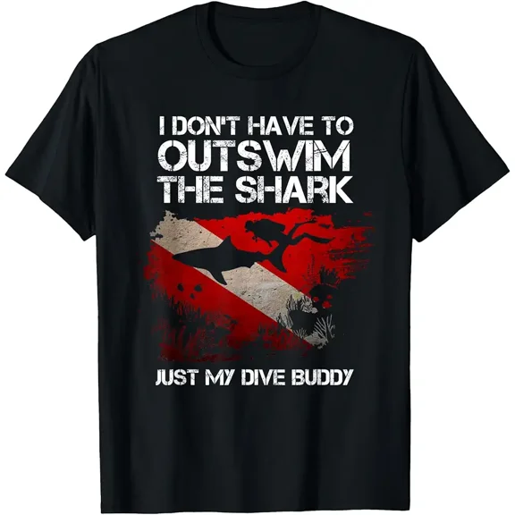 Funny Outswim Shark Dive Buddy Graphic for Scuba Diver Unisex Short Sleeve T-Shirt