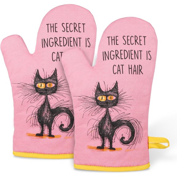 Funny Oven Mitts, Black Cats Gifts for Cat Lovers, Cute Kitten Kitchen Accessories - Birthday, Valentines Day, Housewarming Baking Cooking med Women Lady Mom Wife Girlfriend Owner