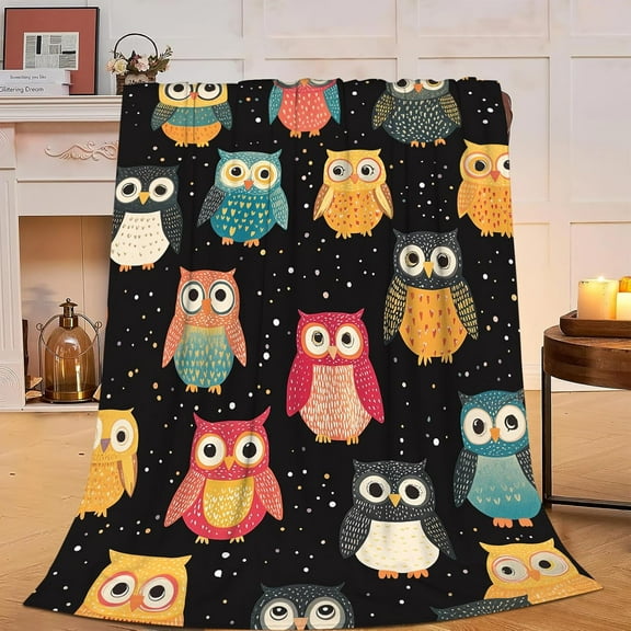 Funny Owl Blanket Cute Owl Fleece Throw Blanket Fuzzy Plush Super Soft Cozy Warm Toddler Owl Decor Animal Bedding Blanket Gifts for Boys Girls Kids Adult Men Women Owl
