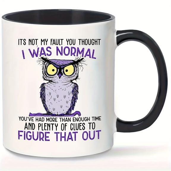 Funny Owl Coffee Mug - 1pc Multipurpose Ceramic Cup with Insulated Design, Reusable, Dishwasher Safe, Ideal for Hot/Cold Beverages, Unique Birthday/Holiday Gift