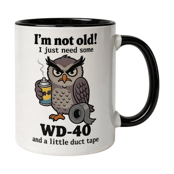 Funny Owl Coffee Mug - Humorous Age-Related Quote with Durable Design - Great Gift for Men, Women, Seniors, and Gift Enthusiasts