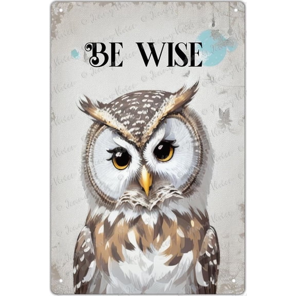 Funny Owl Tin Signs, Safari Animal Nursery Wall Decor, Woodland Animal Print for Baby Boy Girl, Inspirational Quotes Kids Wall Art, Jungle Picture for Nursery Decor 12x8 inches