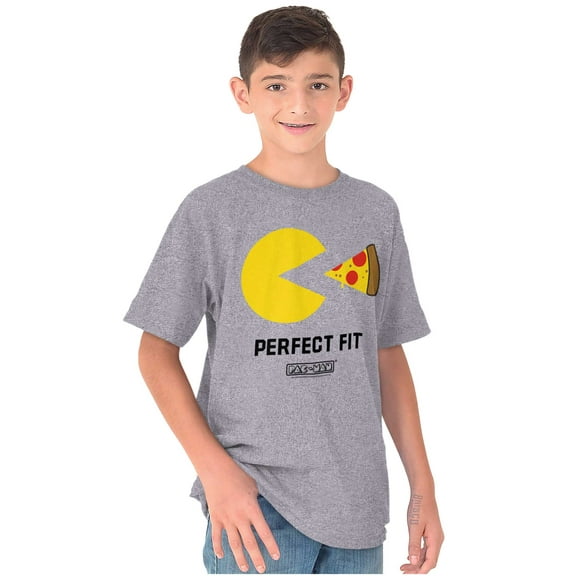 Funny PACMAN Perfect Fit Pizza Crewneck T Shirts Boy Girl Teen Brisco Brands L