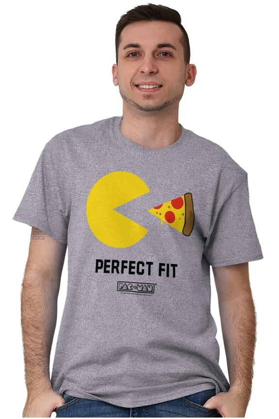 Funny PACMAN Perfect Fit Pizza Men's Graphic T Shirt Tees Brisco Brands L