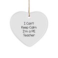 thumbnail image 1 of Funny PE Teacher Gifts from Friends for Christmas - Heart Ornament with 'I Can't Keep Calm' Quote, Perfect for PE Teacher's Office or Home Decor, 1 of 4
