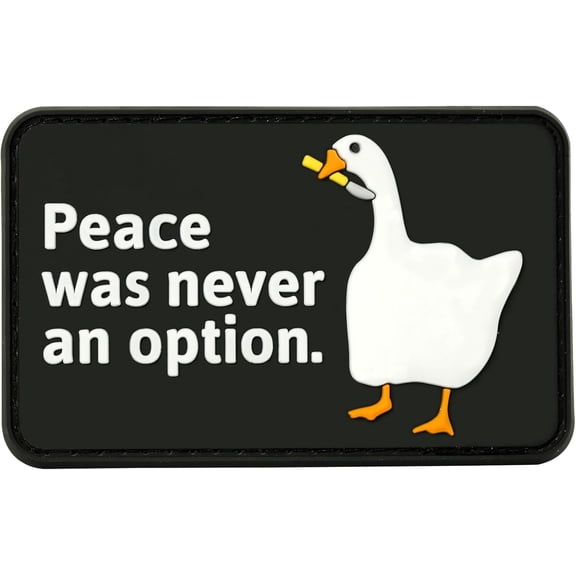 Funny PVC Duck Patch - 1 Pc Peace was Never an Option Meme Patch, Hook and Loop Morale Patch for Tactical Backpacks, Jackets, Jeans, Hats