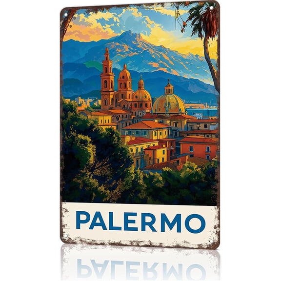 Funny Palermo Sicily Metal Wall Sign Tin Poster for Home Office Man Cave Decor 8x12 Inch