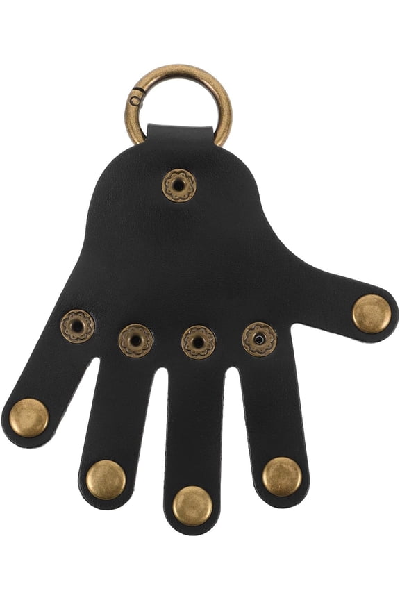 Funny Palm Shaped Keychain Black Novelty Cowhide Key Holder Pendant for Men and Women Car Key Accessory Everyday Use