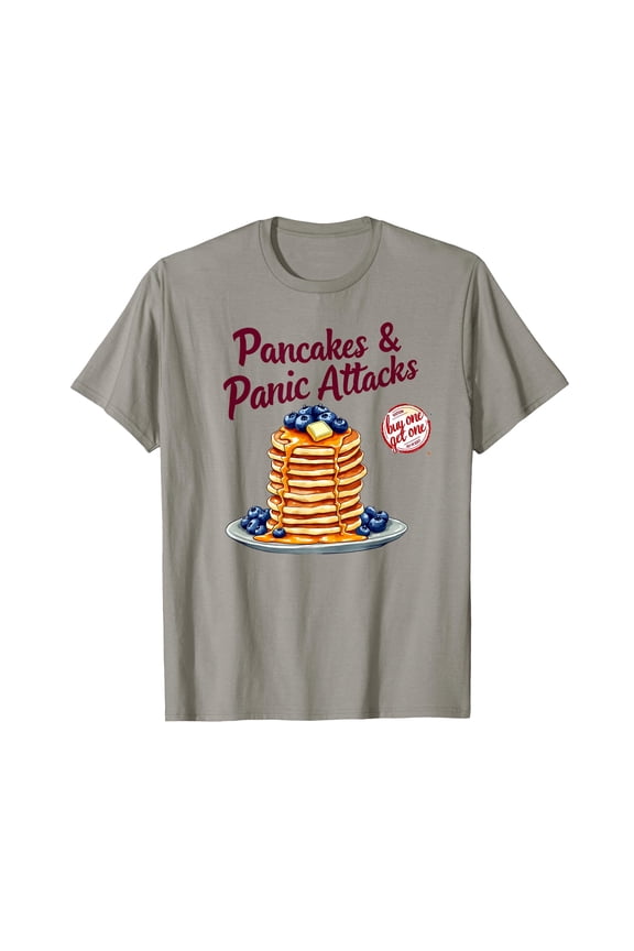 Funny Pancakes & Panic Attacks T-Shirt for Mental Health Awareness and Comfort