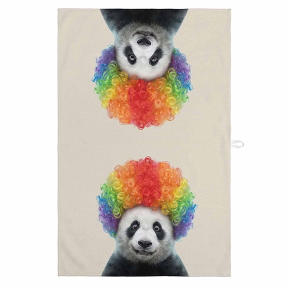 Funny Panda 1 Pack Kitchen Towel, Water Absorbent Dish Towel, Rainbow Abstract Animals Decorative Hand Towels - Quick Drying Cloth for Cooking Baking, 18x28 Inch