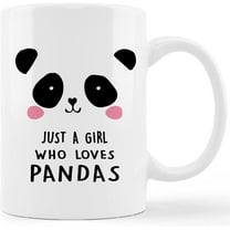 Funny Panda Face Mug Cup,Just A Girl Who Loves Pandas Ceramic Mug-11oz Coffee Milk Tea Mug Cup,Gifts For Pandas Lovers Girls Women Teen Girls
