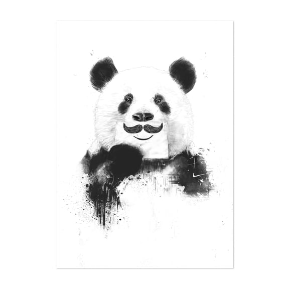 Funny Panda - Illustration Humor Animal Wildlife Pop Art Modern Art Sketch Unframed Wall Art Print 12 x 18 inches