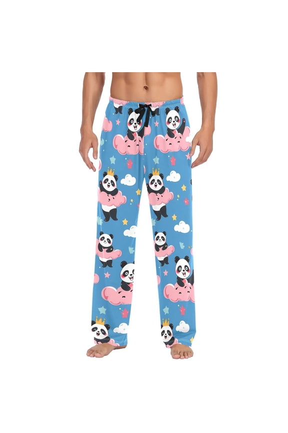 Funny Pandas and Cloud joogoo Men's Pajama Pants Cotton Long Sleepwear Lounge Pants S