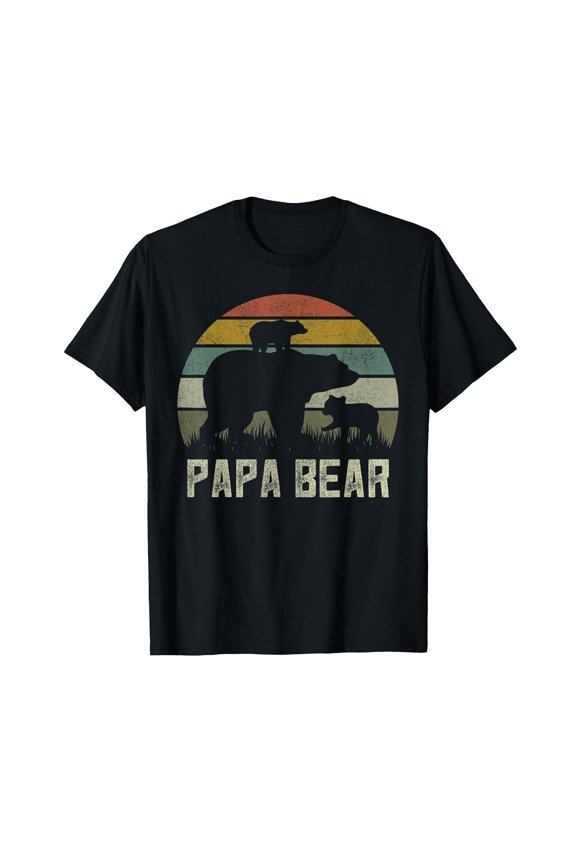 Funny Papa Bear T-Shirt with Cub Graphic for Father's Day Gift