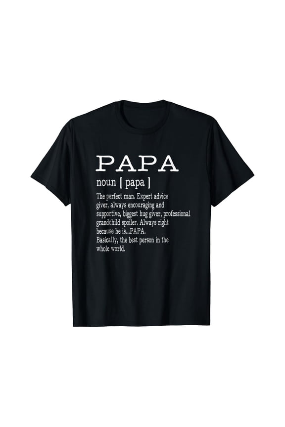 Funny Papa Definition T-Shirt Retro Father's Day Gift for Grandpa Men's Short Sleeve Graphic Tee Black
