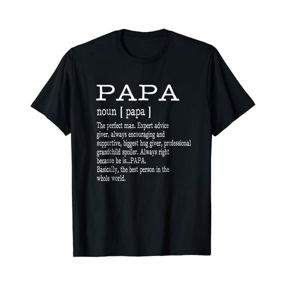 Funny Papa Definition T-Shirt Retro Father's Day Gift for Grandpa Men's Short Sleeve Graphic Tee Black