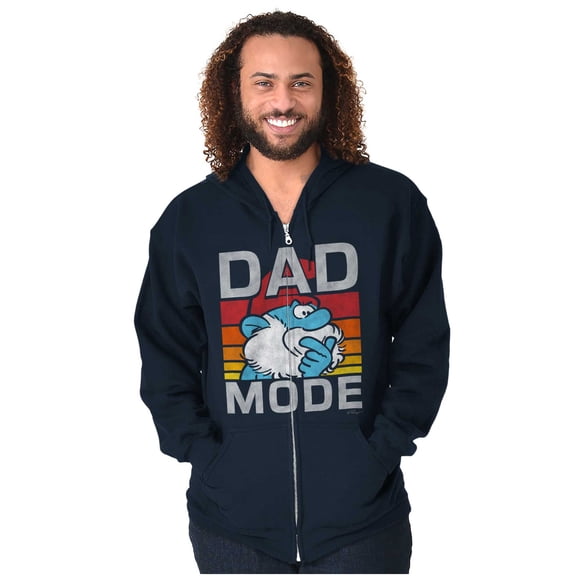 Funny Papa Smurf Cartoon Dad Mode Men Big & Tall Zip Hoodie Brisco Brands 2X