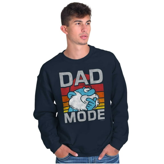 Funny Papa Smurf Cartoon Dad Mode Men's Crewneck Sweatshirt Brisco Brands S