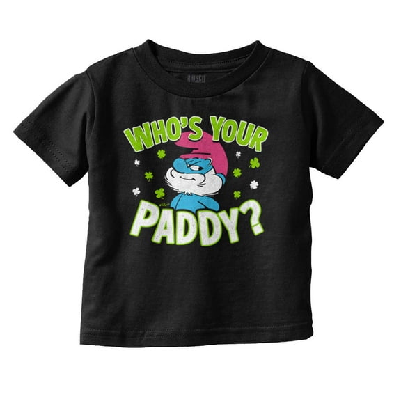 Funny Papa Smurf Who's Your Paddy Toddler Boy Girl T Shirt Infant Toddler Brisco Brands 12M