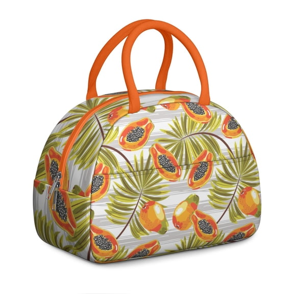 Funny Papaya Lunch Box - Whimsical Fruit Slice Pattern, Leakproof Insulated Cooler for Tropical Vibes (Abstract Painting Style Decor)