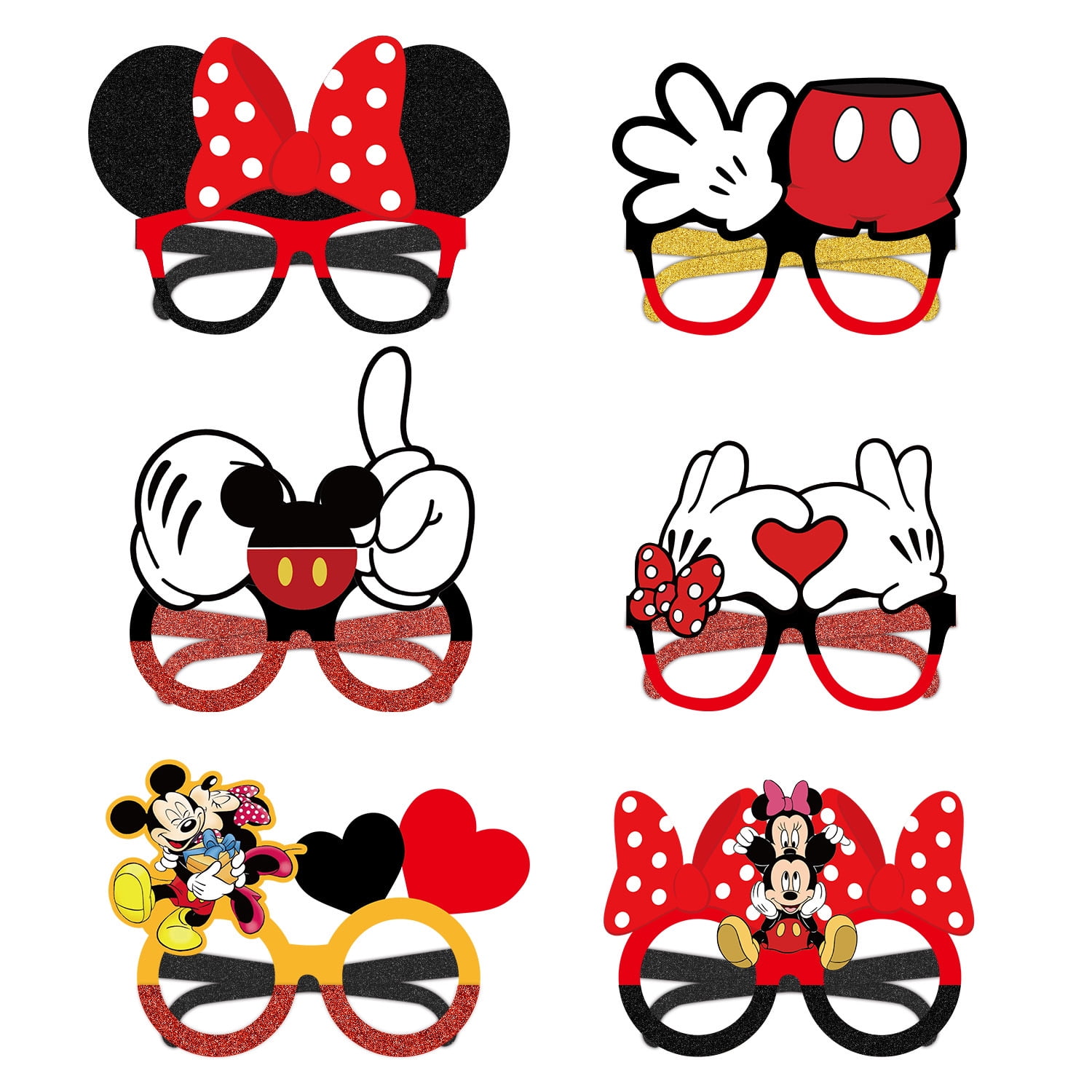 Funny Paperboard Photo Booth Props Glasses - 12 pcs - Mickey Party Accessories for Adults & Kids - Fun Novelty Party Favor Supplies for Birthdays, Fiesta - Party Supply Decorations