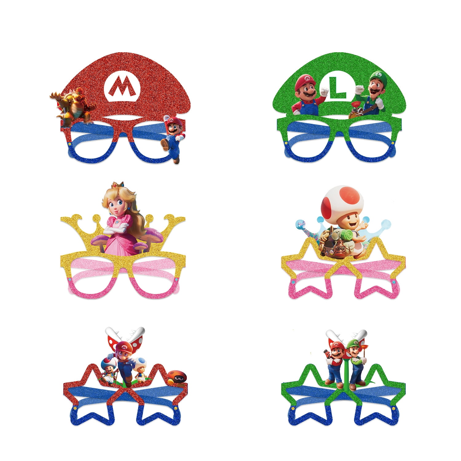 Funny Paperboard Photo Booth Props Glasses - 12 pcs - Princess peach Party Accessories for Adults & Kids - Fun Novelty Party Favor Supplies for Birthdays, Fiesta - Party Supply Decorations