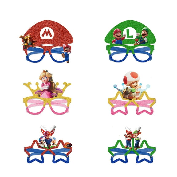 Funny Paperboard Photo Booth Props Glasses - 12 pcs - Princess peach Party Accessories for Adults & Kids - Fun Novelty Party Favor Supplies for Birthdays, Fiesta - Party Supply Decorations