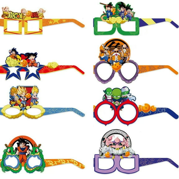 Funny Paperboard Photo Booth Props Glasses - 16 pcs - Dragon Ball Party Accessories for Adults & Kids - Fun Novelty Party Favor Supplies for Birthdays, Fiesta - Party Supply Decorations
