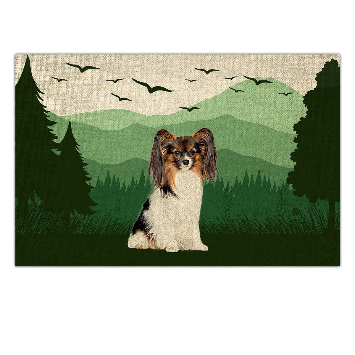 Funny Papillon Doormats Gifts for Dogs Owners Dog Lovers Trees Friends