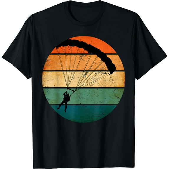 Funny Parachuting Skydiver Silhouette Skydive Parachutist T-Shirt Black 3X-Large