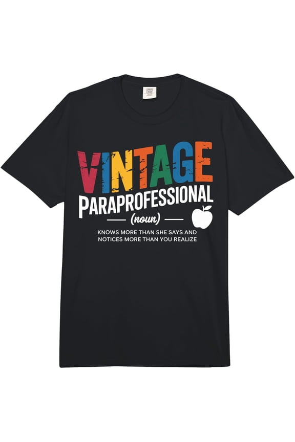 Funny Paraprofessional Teacher Vintage Style 60s 70s 80s Adult Heavyweight Adult T-shirt