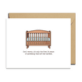 thumbnail image 1 of Funny Parenting Card – Cute Crib Illustration with Humorous Quote – Blank Inside for Personalization – Ideal Gift for New Parents, Baby Showers, or Just to Share a Laugh, 1 of 2
