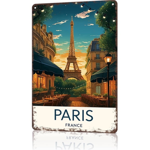 Funny Paris Eiffel Tower Metal Wall Art Sign for Home Man Cave Office Bedroom Decor 8x12 Inch